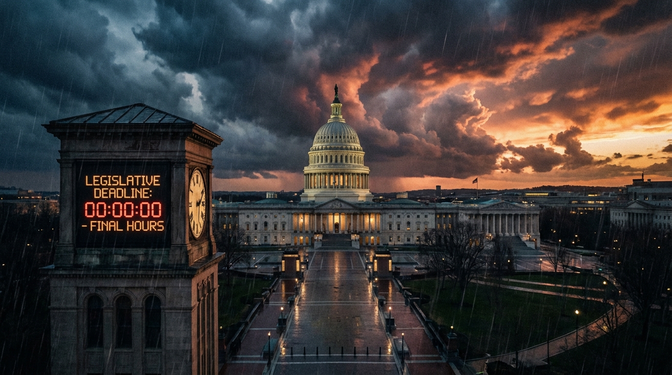 United States Capitol building viewed at twilight under a dramatic cloudy sky