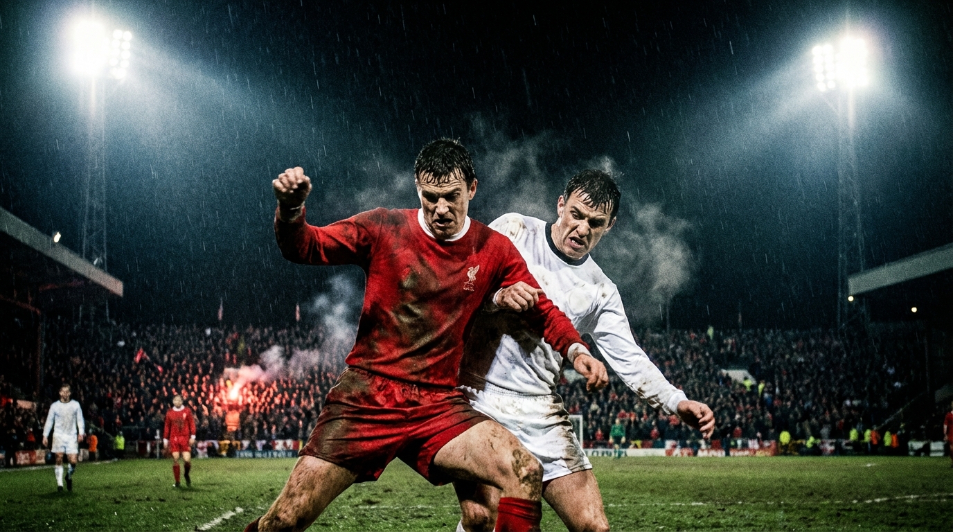 Soccer players in red and white kits competing for the ball at Estadio da Luz during a night match