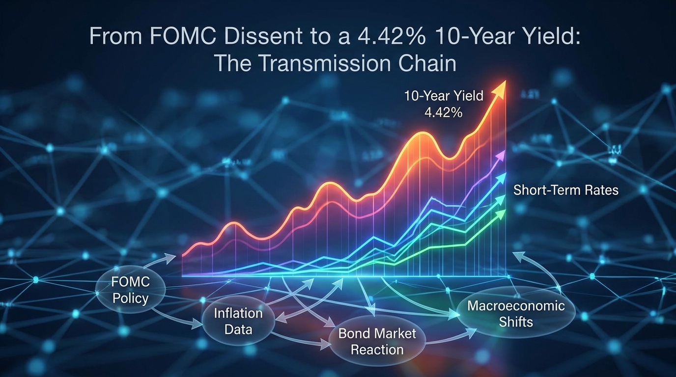 Abstract financial chart showing a steepening yield curve and upward trend lines macroeconomics