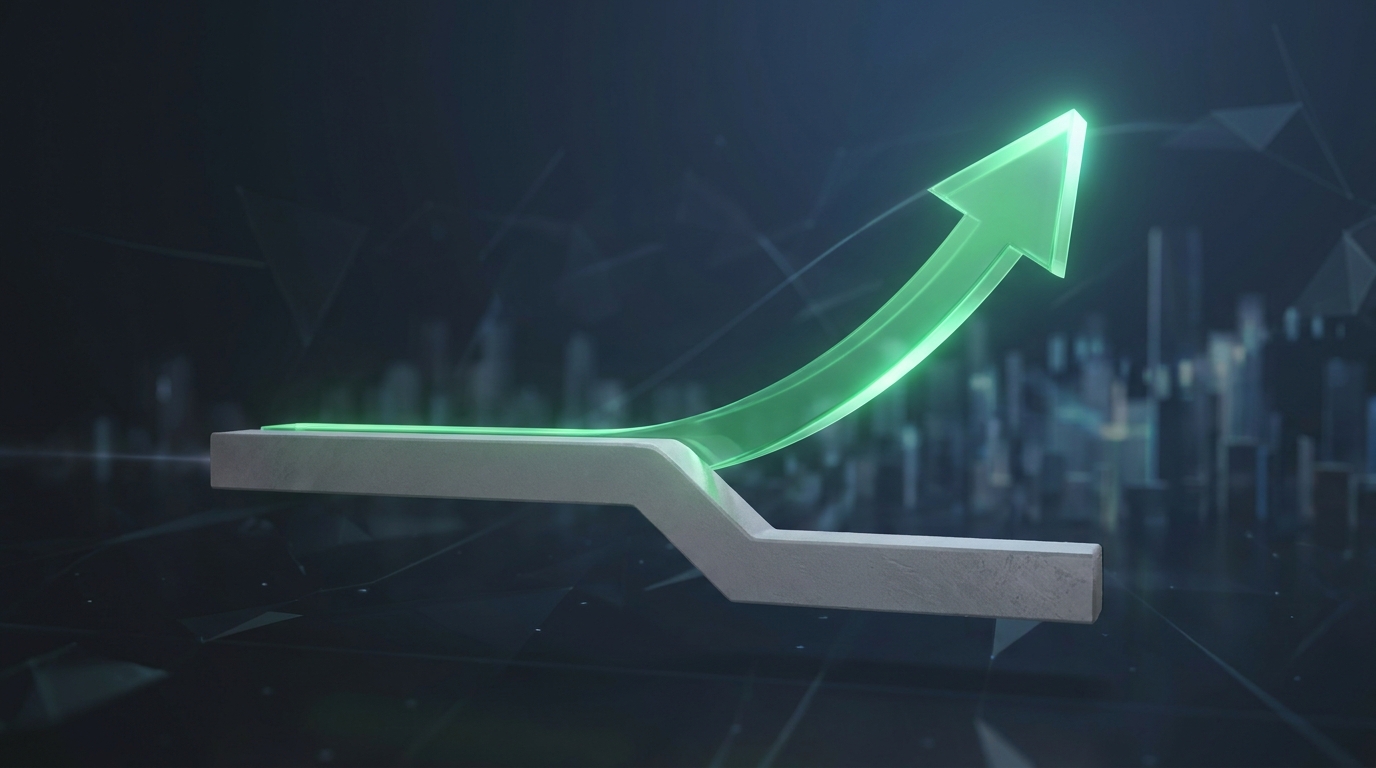 3D data visualization concept showing two diverging paths: a bright