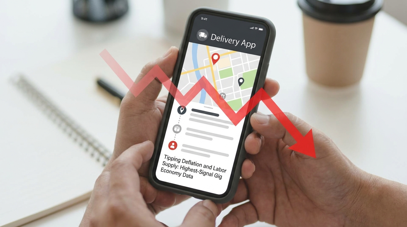 close up hands holding smartphone with generic blank delivery app screen, financial chart overlay showing...